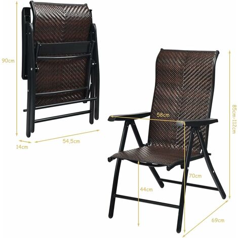 Chaise De Jardin Pliante COSTWAY - Dossier Réglable 7 Positions - Tissu Respirant - 180kg