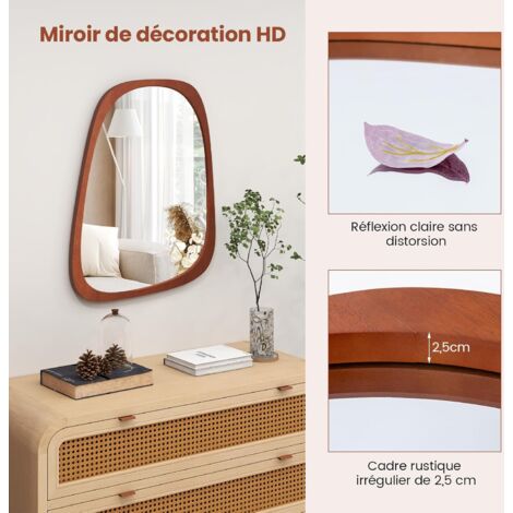 Costway Miroir Mural Rustique Avec Cadre En Bois Miroir D Coratif De Style Vintage Miroir