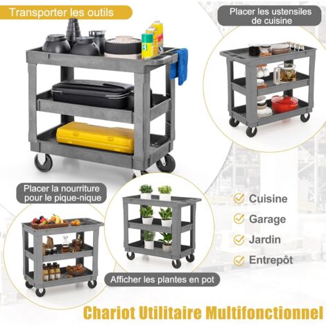 COSTWAY Chariot à Outils Roulant à 3 Niveaux Charge 225 kg, Chariot Servante d'Atelier en Aluminium avec Roues Verrouillables et Poignées Doubles, pour Entrepôt Bureau Garage COSTWAY Chariot à Outils Roulant à 3 Niveaux Charge 225 kg, Chariot Servante d'Atelier en Aluminium avec Roues Verrouillables et Poignées Doubles, pour Entrepôt Bureau Garage