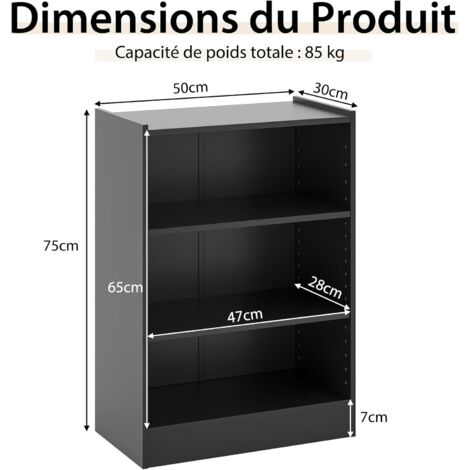 Bibliothèque Étagère HOMCOM 5 Niveaux - Rangement Livres Bois Noir 33x28x161 Cm
