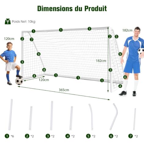COSTWAY But de Football Exterieur 365 x 182 cm, Cage de Foot avec Filet ...