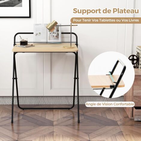 WOHOMO Petit Bureau Pliable Marbre Blanc 80cm Avec Pieds Dorés - Idéal Petits Espaces Et Bureau à Domicile