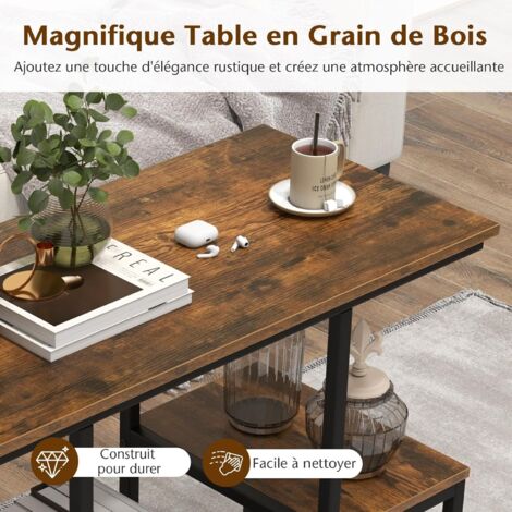 Meuble TV 120 Cm Avec 3 Tiroirs Et 2 étagères - Style Industriel Gris-noir - Pour Télés Jusqu'à 55"
