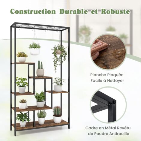 Étagère à Plantes à 4 Etagères Pliable Interieur, Support Plantes en Métal, Porte Plante , Porte-Fleurs Polyvalente et Surélevéepour Salon Balcon Jardin, Sans Installation
