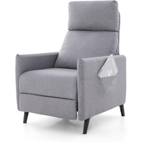 COSTWAY Fauteuil de Relaxation, Fauteuil de Massage avec Dossier et Repose-Pieds Réglables, Chaise de Détente Inclinable en Tissu de Lin pour Salon, Chambre, Cinéma Maison, Charge 120 KG, Gris (1/5)