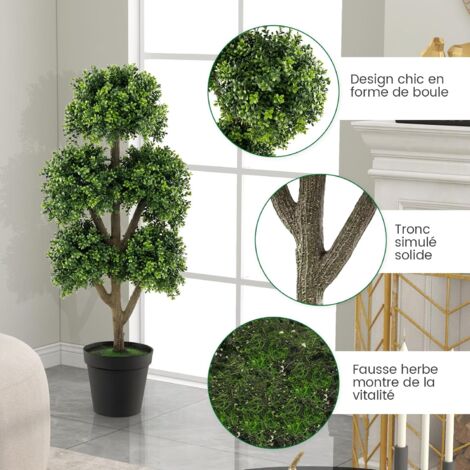 2 Boules Topiaires Artificielles En Cyprès De 61 Cm - Faux Arbustes En PE Avec Pique Au Sol, Pour Décoration Intérieure/extérieure