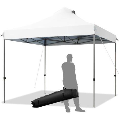 Costway – Tonnelle escamotable pliable 3x3m – Tente de fête imperméable avec hauteur réglable 305/320/335 cm – Sac de rangement inclus – Pour événements extérieurs (1/5)