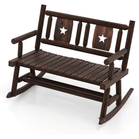 Banc à Bascule de Jardin en Bois Massif de Sapin,Chaise à Bascule à 2 Places Charge 320 KG(Style 2) (1/5)