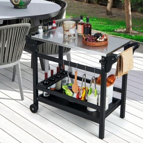 Chariot Isothermique De 91L Réfrigérant Avec Roulettes Ouvre Bouteille Desserte Jardin Mobile Pour Conserver La Glace Et Boissons