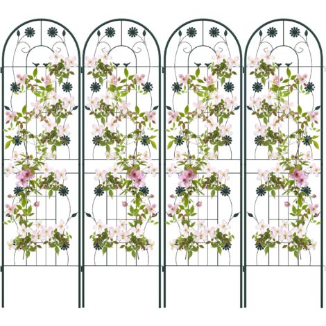 Jardinière Sur Pied Avec Treillis Métallique - 63x31x112 Cm - Bac Profond 30 Cm Pour Plantes Grimpantes - Pour Balcon, Terrasse Ou Jardin - Noir - 3