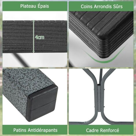 COSTWAY Banc Exterieur Jardin Pliable, Banc De Jardin En HDPE Pour 4 Personnes, Charge 600 Kg, Verrouillage De Sécurité, Poignée, Banquette Exterieur Pour Piscine Camping Fête (Café