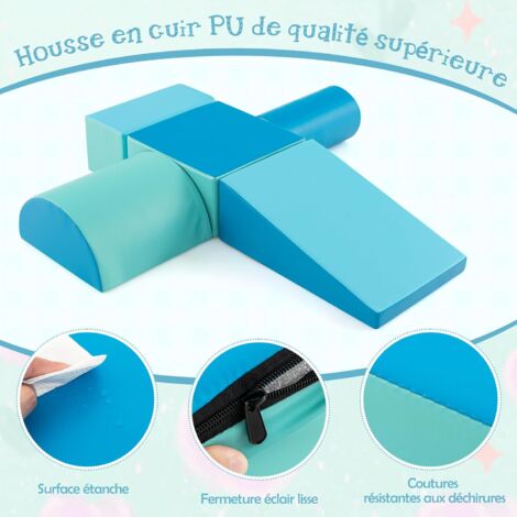 COSTWAY 6PCS Parcours Motricité Bébé En Mousse Avec Housse En PU, Module Motricité Bébé Avec Roches D'Escalade & Attaches à Crochets, Jouets Éducatifs Pour Ramper Grimper, 12 Mois+ (Rose