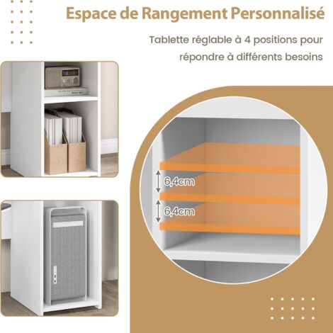 Bureau étagère 3 Niveaux Celino - 84x50x148 Cm - Avec Rangement Pour PC Et Bibliothèque