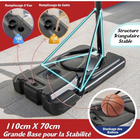 Panier De Basket Sur Pied IDMarket, Hauteur Réglable De 240 à 305 Cm, Noir, Neuf