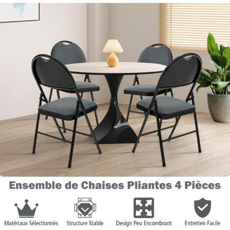 Chaise Giantex Lot de 4 Chaises Pliantes Rembourrées, Salon, Bureau