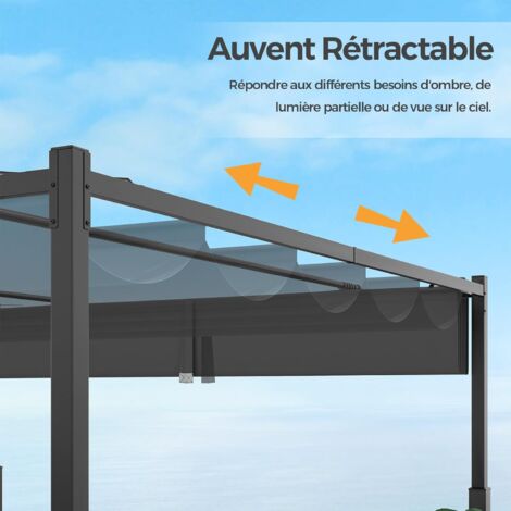 Outsunny Pergola da Giardino con Pareti Laterali in Metallo Beige