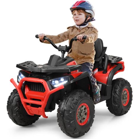 COSTWAY 12V Quad Électrique Enfants avec Lumières LED & Musique, Voiture Électrique Enfants avec 4 Roues Antidérapantes, 2 Vitesses, Charge 50kg pour Enfants de 3 Ans+, 113 x 69 x 76 CM