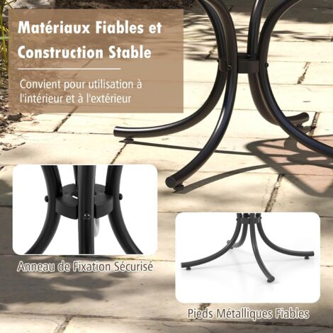 Table Bistro Pliante COSTWAY 46,5x46,5x42cm - Plateau Verre Trempé, Cadre Acier - Intérieur/Extérieur