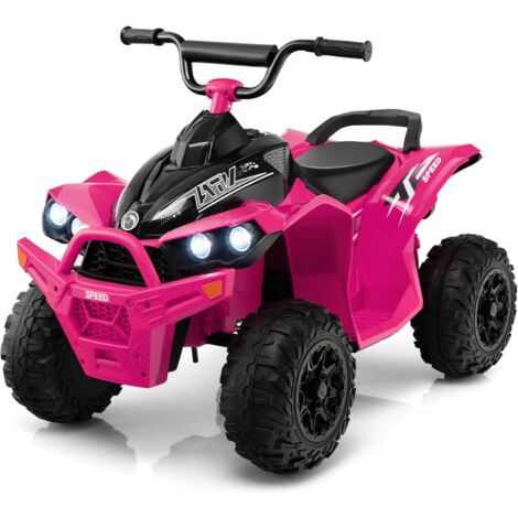 Costway – Quad électrique enfant 12V – Vitesse réglable 2,2/4,3 km/h – Guidon antidérapant et pédale d'accélération – Charge 35kg pour 3-8 ans
