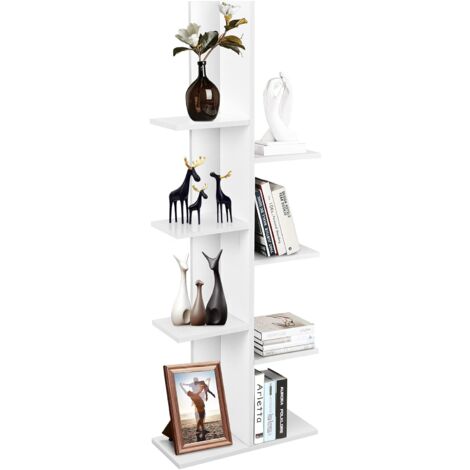 COSTWAY Bibliothèque Forme Arbre à 8 Niveaux, Étagère de Rangement pour Enfants/Adultes, Présentoir Multifonctionnel pour CD, Albums, Livres, Plantes, pour Salon, Bureau, Chambre d'enfant, Blanc (1/5)