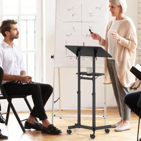 Podium Debout Mobile, Pupitre 103-125 cm, Petit Bureau Debout Roulant Podium Debout Mobile, Pupitre 103-125 cm, Petit Bureau Debout Roulant