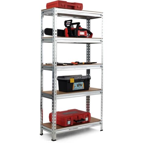 Costway – Étagère de rangement 5 niveaux 30 x 75 x 150 cm – Charge 500 kg – Panneaux MDF et métal – Assemblage rapide sans boulons – Pour garage et atelier