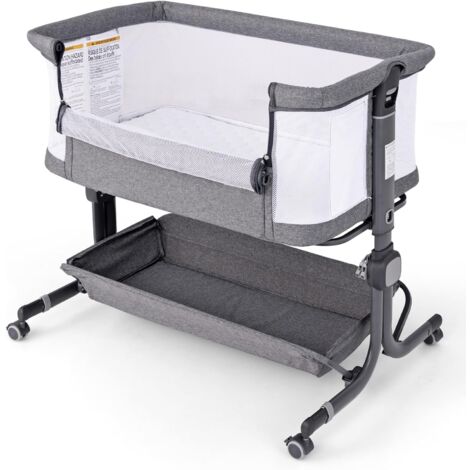 Costway – Lit cododo bébé pliable avec matelas hypoallergénique – 6 hauteurs réglables 75-85cm – Inclinaison anti-reflux – Roues universelles avec frein