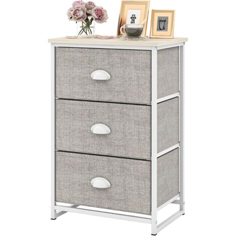 Commode 8 tiroirs en tissu cadre en acier beige Homcom | Maisons du Monde