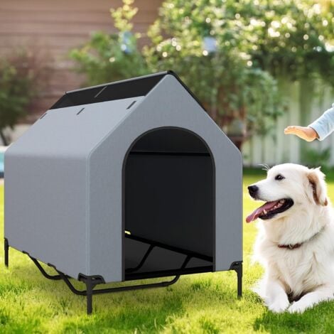 COSTWAY Niche pour Chien Exteriéur Intérieur 132 cm, Chenil pour Grand Chien 2 en 1, Fenêtre Ventilée, Housse Amovible, Lit pour Chien, Tissu Oxford, Abri Extérieur pour Chien, Capacité 50 kg