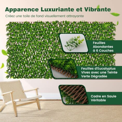 COSTWAY Haie Artificielle Brise-Vue Décoration Extensible, Panneau pour ...