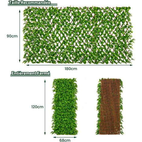 COSTWAY Haie Artificielle Brise-Vue Décoration Extensible, Panneau pour ...