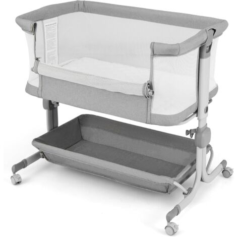Costway – Lit cododo bébé pliable avec matelas hypoallergénique – 6 hauteurs réglables 75-85cm – Inclinaison anti-reflux – Roues universelles verrouillables