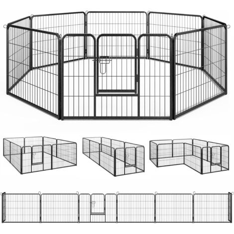 Costway – Parc pour chien intérieur extérieur 8 panneaux – Enclos pliable avec porte – Dimensions 79 x 60 cm – Barrière de sécurité en métal – Rotation 360°