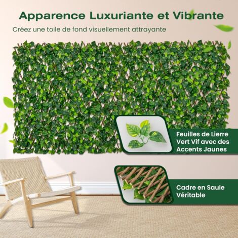 COSTWAY Haie Artificielle Brise-Vue Décoration Extensible, Panneau pour ...