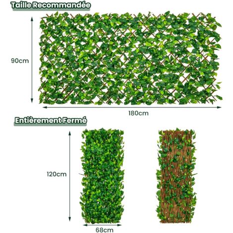 COSTWAY Haie Artificielle Brise-Vue Décoration Extensible, Panneau pour ...