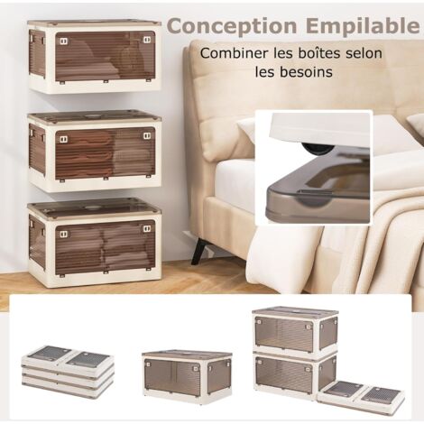 COSTWAY Boîte Rangement Plastique 168L, 4 Caisses de Rangement Pliables COSTWAY Boîte Rangement Plastique 168L, 4 Caisses de Rangement Pliables