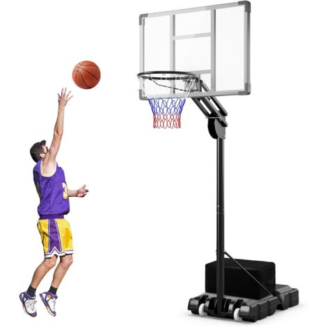 Costway – Panier de basket sur pied réglable 149-305 cm – Base remplissable 50 kg – Panneau arrière incassable en PET – 2 roues pour déplacement facile