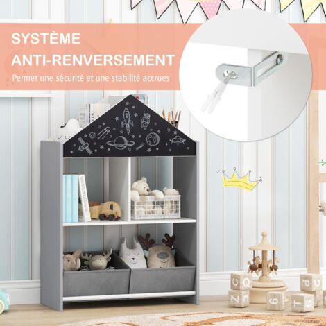 Bibliothèque Enfant Avec Tableau Noir & Blanc, Étagère à Livres Enfants Avec 2 Tiroirs En Tissu, Kit Anti-basculement, Étagère à Jouets(Rose) | Leroy Merlin