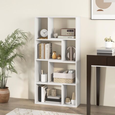 COSTWAY Bibliothèque Étagère à 8 Compartiments Ouvertes, Meuble de Rangement avec Kits Anti-basculement, Bibliothèque de Cloison pour Salon, Chambre, Bureau, 20 x 60 x 120 cm (Blanc) (1/5)