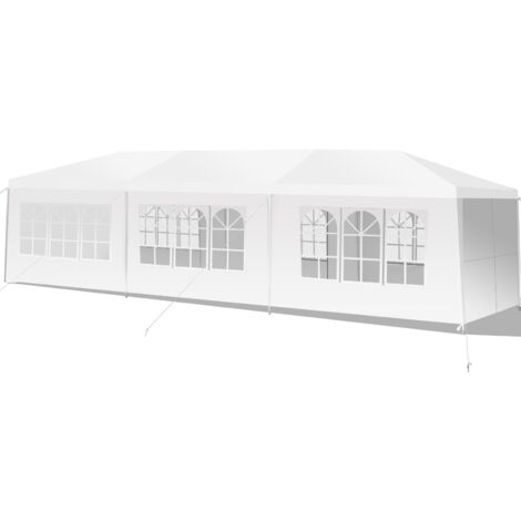 Costway – Tonnelle de jardin 3x9m – Tente de réception imperméable avec 8 parois amovibles – Capacité jusqu'à 50 personnes – Structure en métal durable
