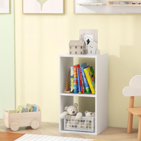 Costway Bibliothèque Cube à 3 Niveaux, Etagère De Rangement Avec 3 Compartiments Ouverte Kit Anti Basculement Etagere De Presentation A 3 Casiers Blanc