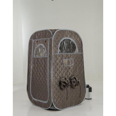 COSTWAY Sauna à Vapeur Portable 3L 1 000W avec Chaise Pliable, Tente de Sauna pour 1-2 Personnes avec 9 Niveaux Température Masseur de Pieds Minuterie, pour Relaxation à la Maison (Gris)