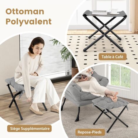 Fauteuil Scandinave Confortable Avec Cadre En Bois - Siège épais 12 Cm, Capacité 150 Kg, Beige, Pour Salon/chambre