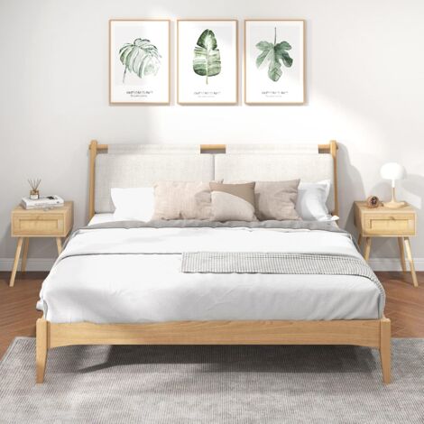 GOOBUY Lot de 2 Tables de Chevet, Dessin en Rotin Naturel, Conception GOOBUY Lot de 2 Tables de Chevet, Dessin en Rotin Naturel, Conception
