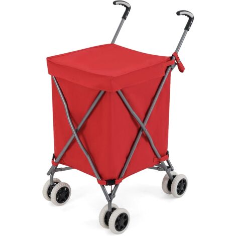 Chariot de courses pliable Buggy - Sac 55L imperméable - Rouge US