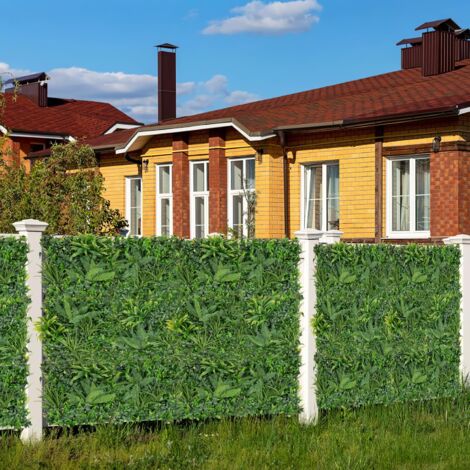 COSTWAY Haie Artificiel Brise-Vue 4PCS 50 x 50 cm, 7 Types de Plantes ...