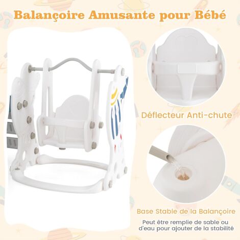 Toboggan Enfant 4 En 1 Pliable COSTWAY - Balançoire Réglable, Panier Basketball, Échelle Escalade - Charge 30kg Dès 18 Mois