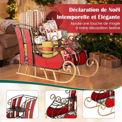 COSTWAY Décoration de Noël en Forme de Traîneau du Père Noël COSTWAY Décoration de Noël en Forme de Traîneau du Père Noël
