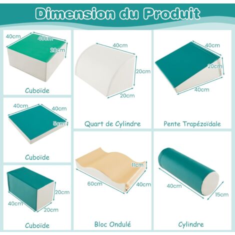 COSTWAY 7PCS Parcours Motricité Bébé En Mousse Avec Housse En Pu Module Motricite Bebe Avec Diverses Couleurs Formes Jouets Educatifs Pour Ramper Grimper Nettoyage Facile 18 Mois Vert 85398654