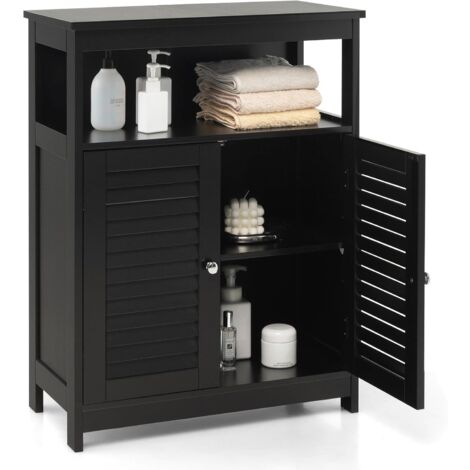 Costway – Armoire murale de salle de bain 30 x 60 x 80 cm – 2 portes à persiennes – MDF imperméable – Dispositif anti-basculement – Étagère intérieure réglable (1/5)